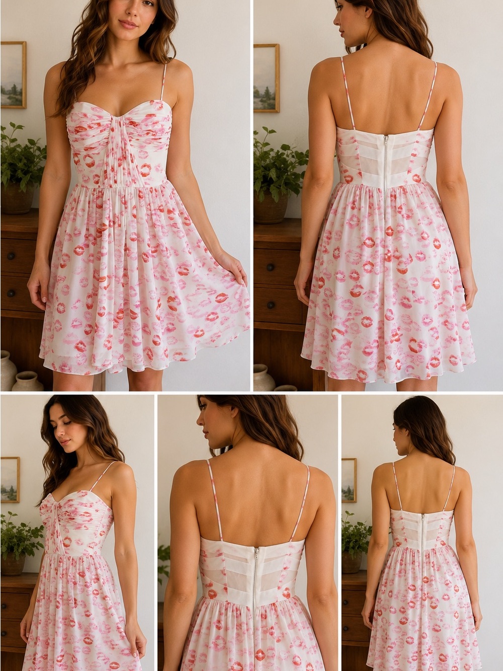 Erin Featherston Kiss-Print Bustier Mini Dress
